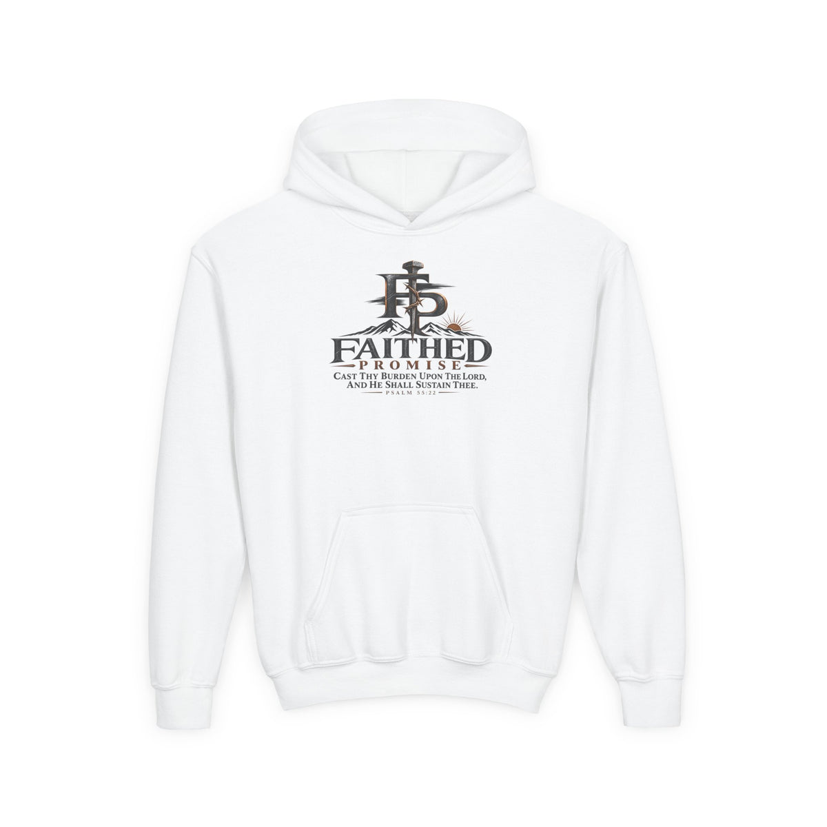 FaithedPromise Kids Classic Promise Hoodie — Psalm 55:22