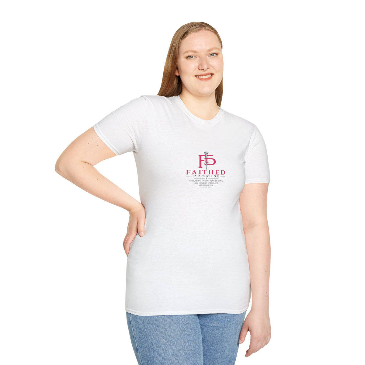 FaithedPromise Pink & Silver FP Tee — Isaiah 60:1