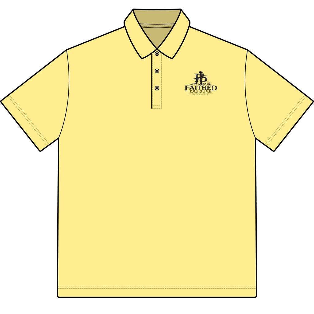 FaithedPromise Crest Tech Pique Polo — Performance Golf Polo with Embroidered Chest Logo