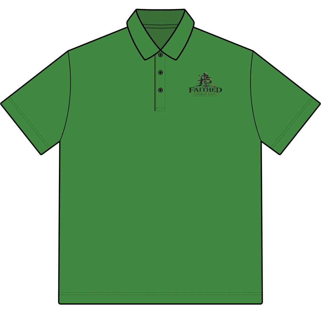 FaithedPromise Crest Tech Pique Polo — Performance Golf Polo with Embroidered Chest Logo