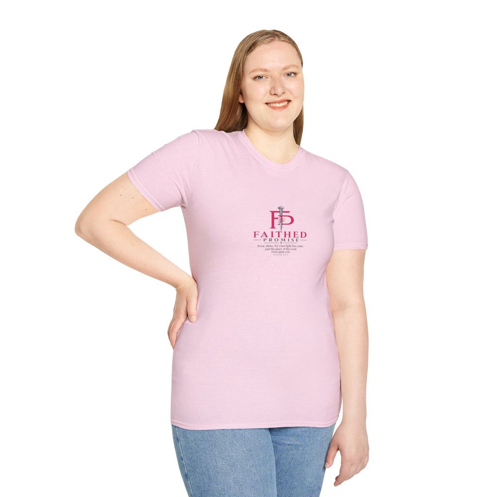 FaithedPromise Pink & Silver FP Tee — Isaiah 60:1