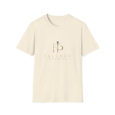 Natural Faithed Promise classic cross tee, exact Printify front mockup