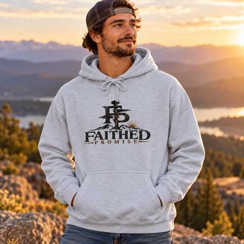 Faithed Promise cross hoodie in Sport Grey