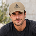 Man wearing khaki Faithed Promise baseball cap, AI lifestyle mockup